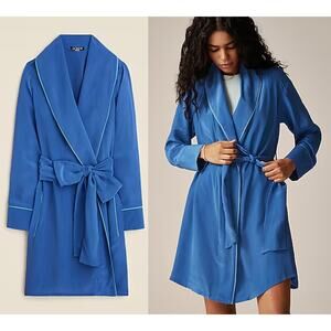 J.Crew | NWT Araks X J.Crew robe in crepe de chine in Bright Baltic | Sz XS/S